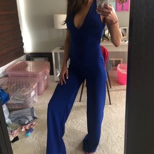 Lulus Blue Thinking out Loud Jumpsuit